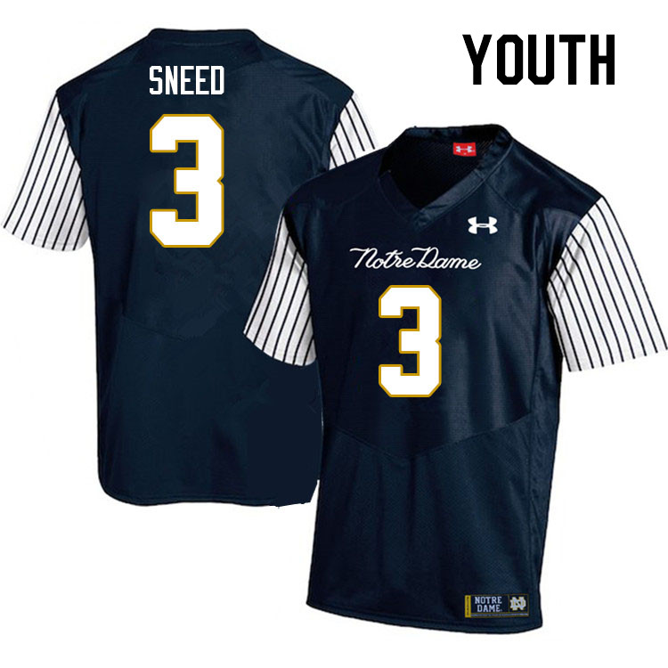 Youth #3 Jaylen Sneed Notre Dame Fighting Irish College Football Jerseys Stitched-Alternate